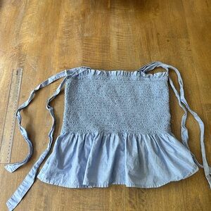 Light Blue Smocked Peplum Top